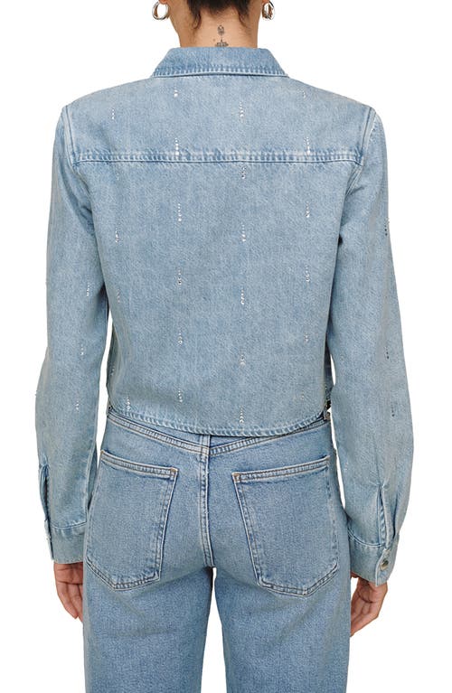 Bella Dahl Crystal Accent Denim Snap-up Shirt In Blue