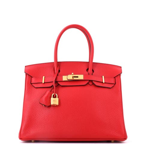 Birkin Handbag Red Clemence with Gold Hardware 30