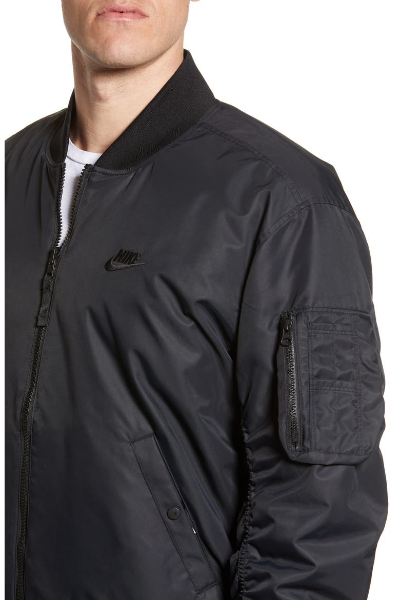 Sportswear Reversible Insulated Bomber Jacket, Alternate, color, BLACK/ BLACK/ WHITE/ WHITE