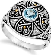 SAMUEL B. Round Blue Topaz Ring