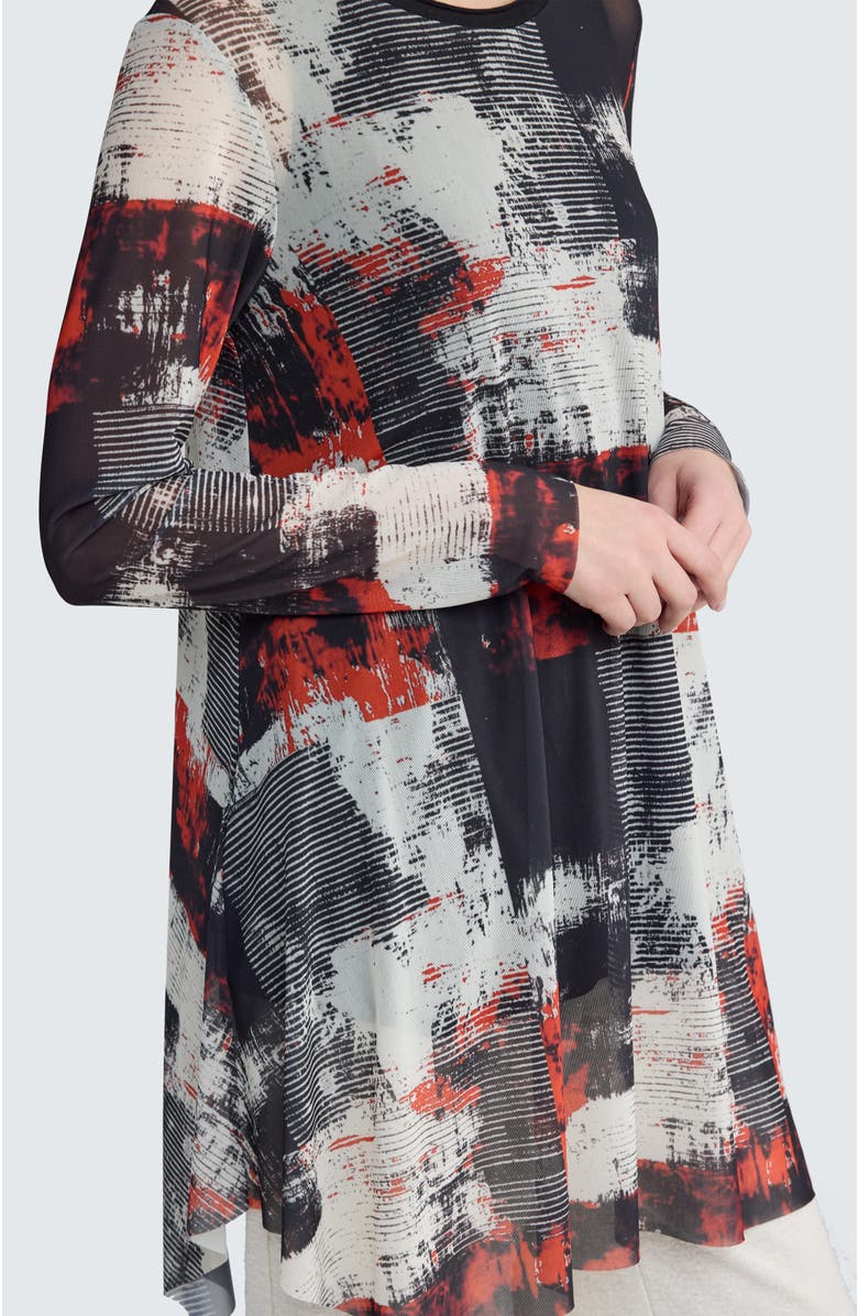 LUUKAA Gwyneira Printed Mesh Tunic, Alternate, color, Red Print
