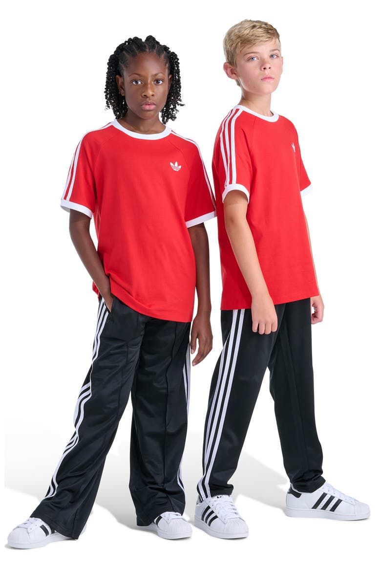 Kids' 3-Stripes Ringer T-Shirt, Alternate, color, BRIGHT RED