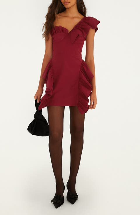 Ruffled One-Shoulder Minidress