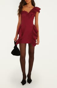 FARM Rio Ruffled One-Shoulder Minidress