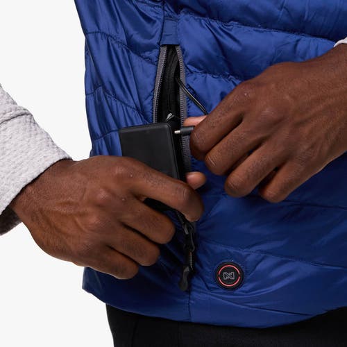 Mobile Warming Heated Puffer Vest In Blue