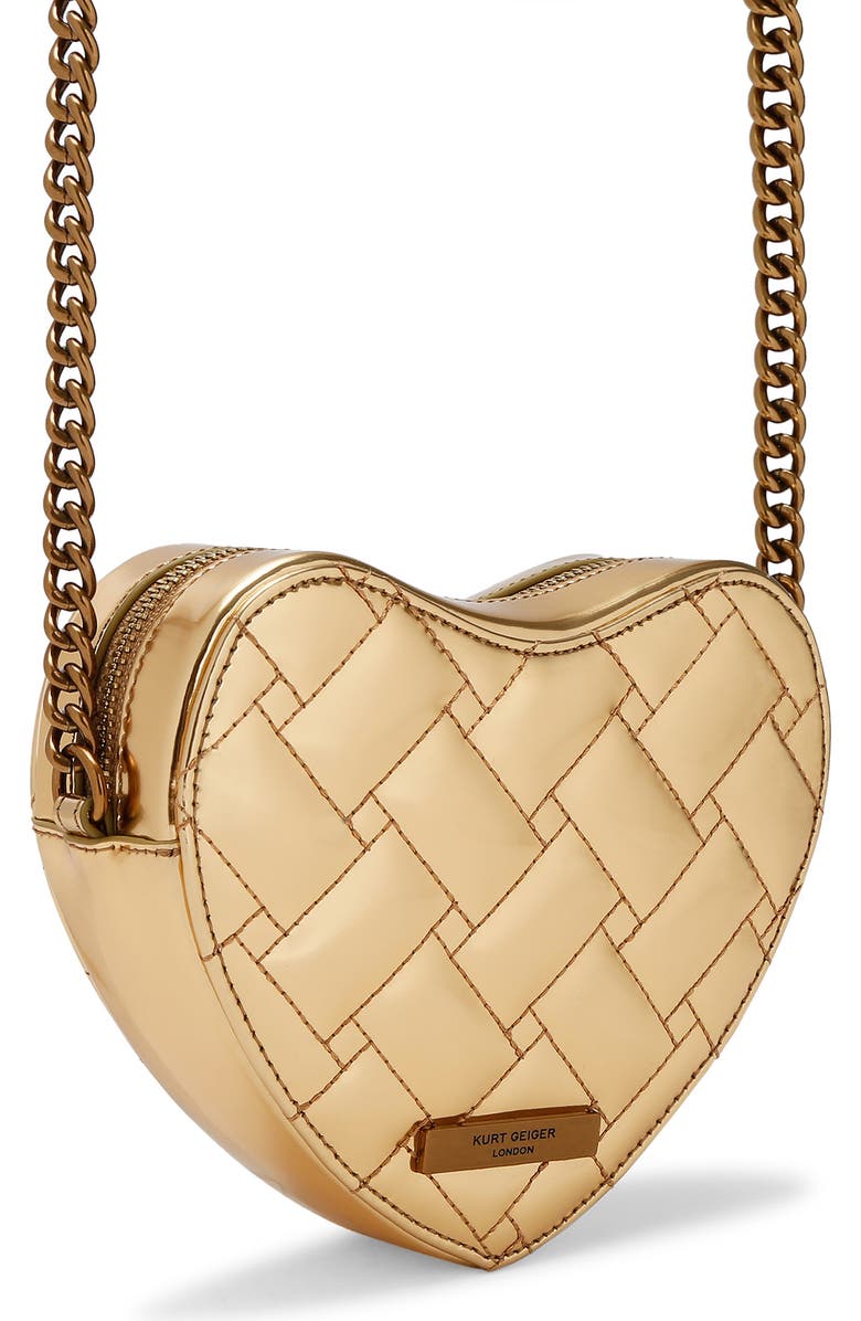 Kurt Geiger London Kensington Heart Quilted Leather Crossbody Bag, Alternate, color,