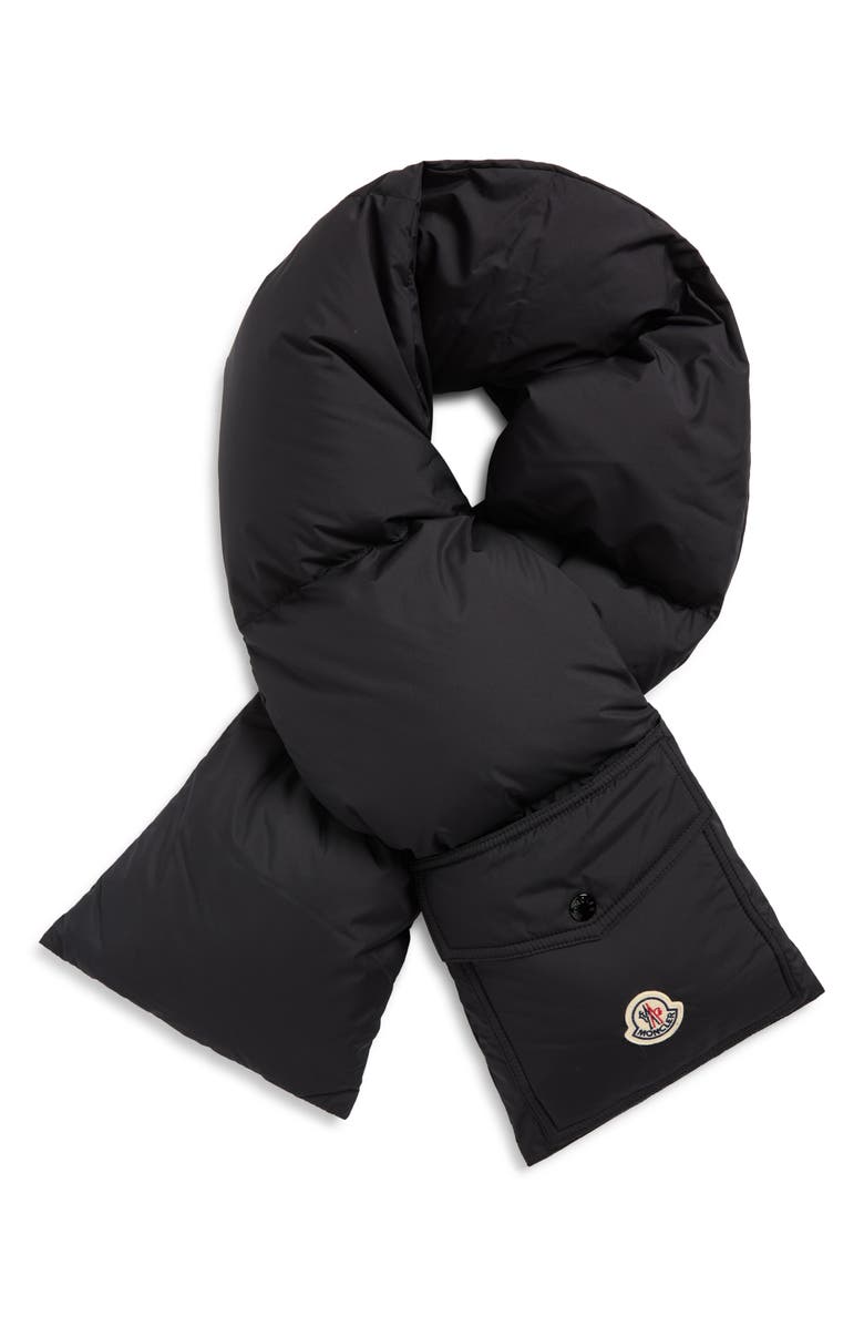 Moncler Down Puffer Scarf, Alternate, color, Black