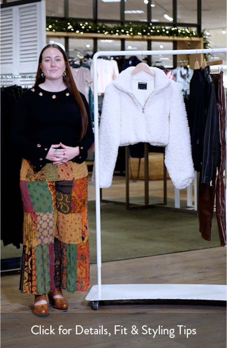 Faux Shearling Quarter Zip Crop Pullover, sales video thumbnail