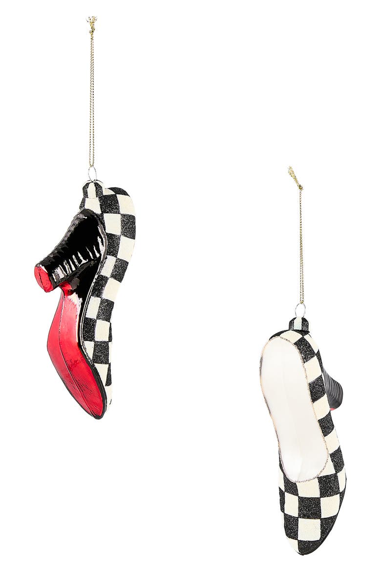 Courtly High Heel Glass Ornaments, Main, color, BLACK