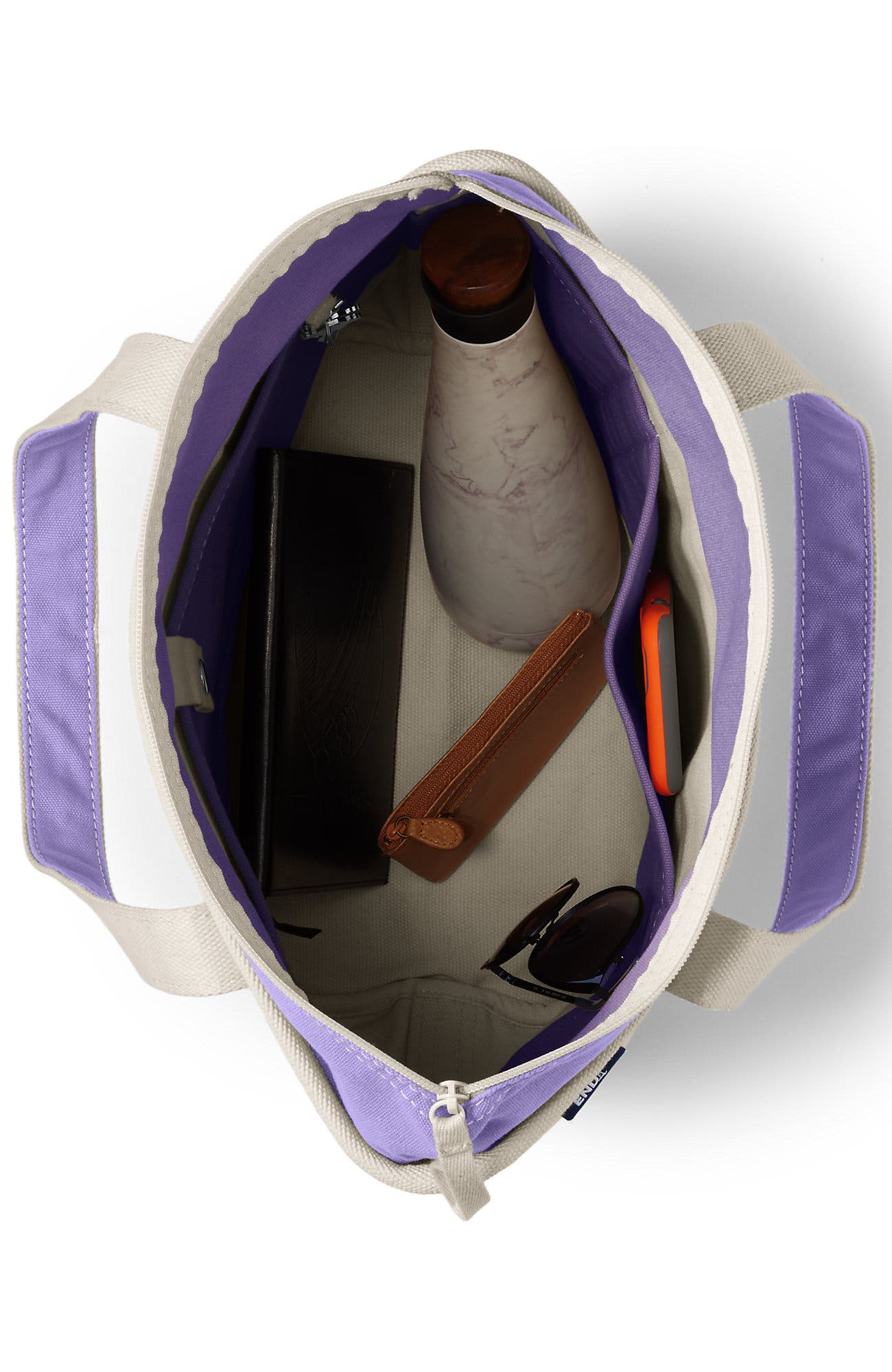 Zip Top Canvas Tote Bag, Alternate, color, Natural/Lavender Cloud