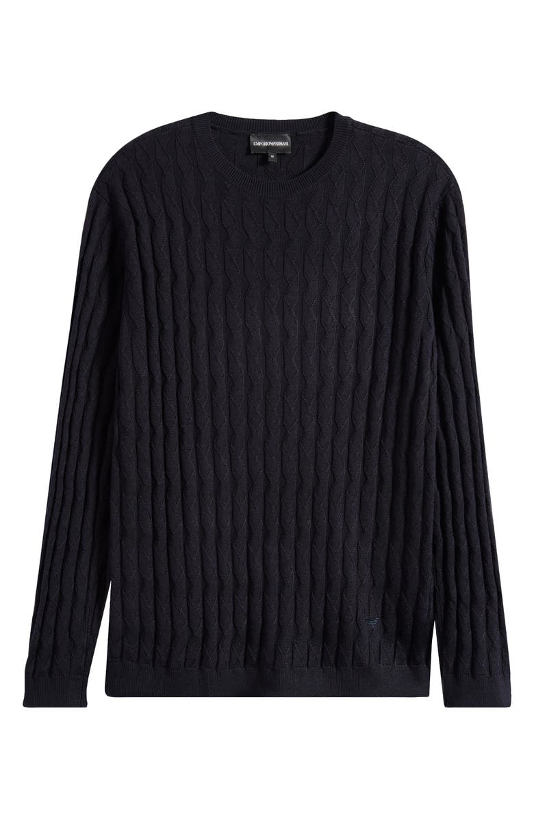 Emporio Armani Ribbed Crewneck Sweater, Alternate, color, Solid Blue Navy