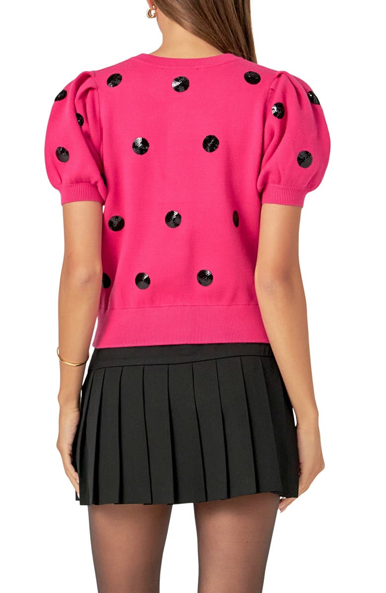 English Factory Sequin Dot Puff Sleeve Sweater, Alternate, color, 