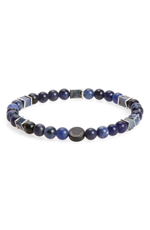 Men's Square Beaded Stretch Bracelet