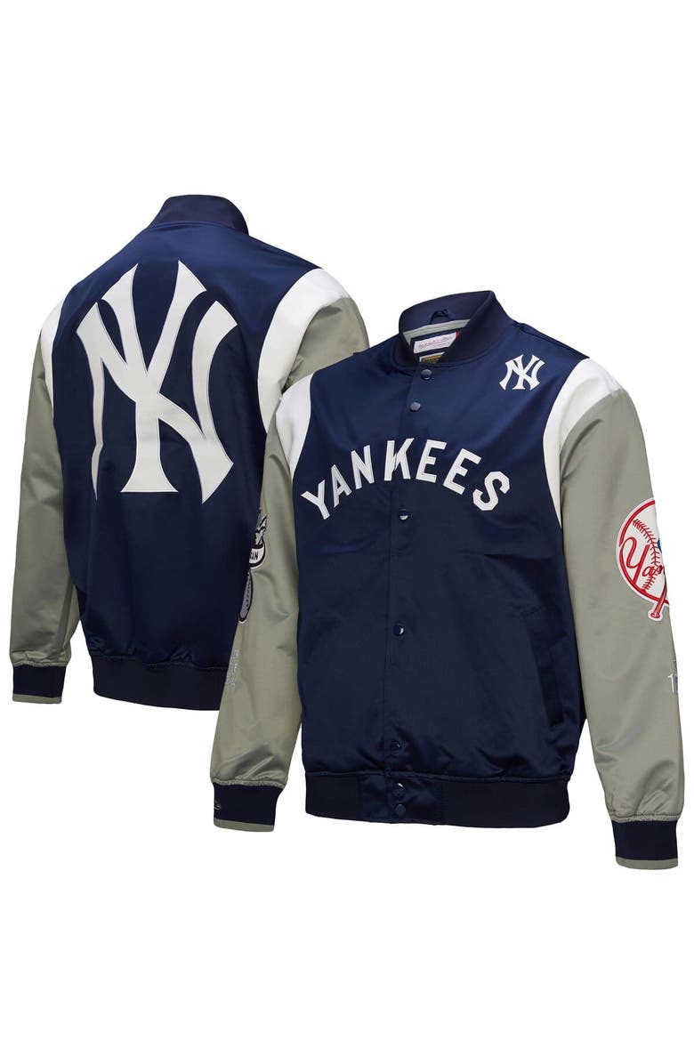 Mitchell & Ness Men's Mitchell & Ness Navy/Gray New York Yankees Cooperstown Collection Team Origins Satin Full-Snap Jacket, Alternate, color, Navy