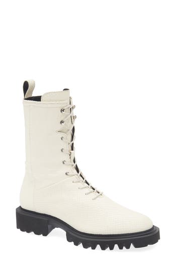 Allsaints Maren Snakeskin Embossed Leather Boot In White