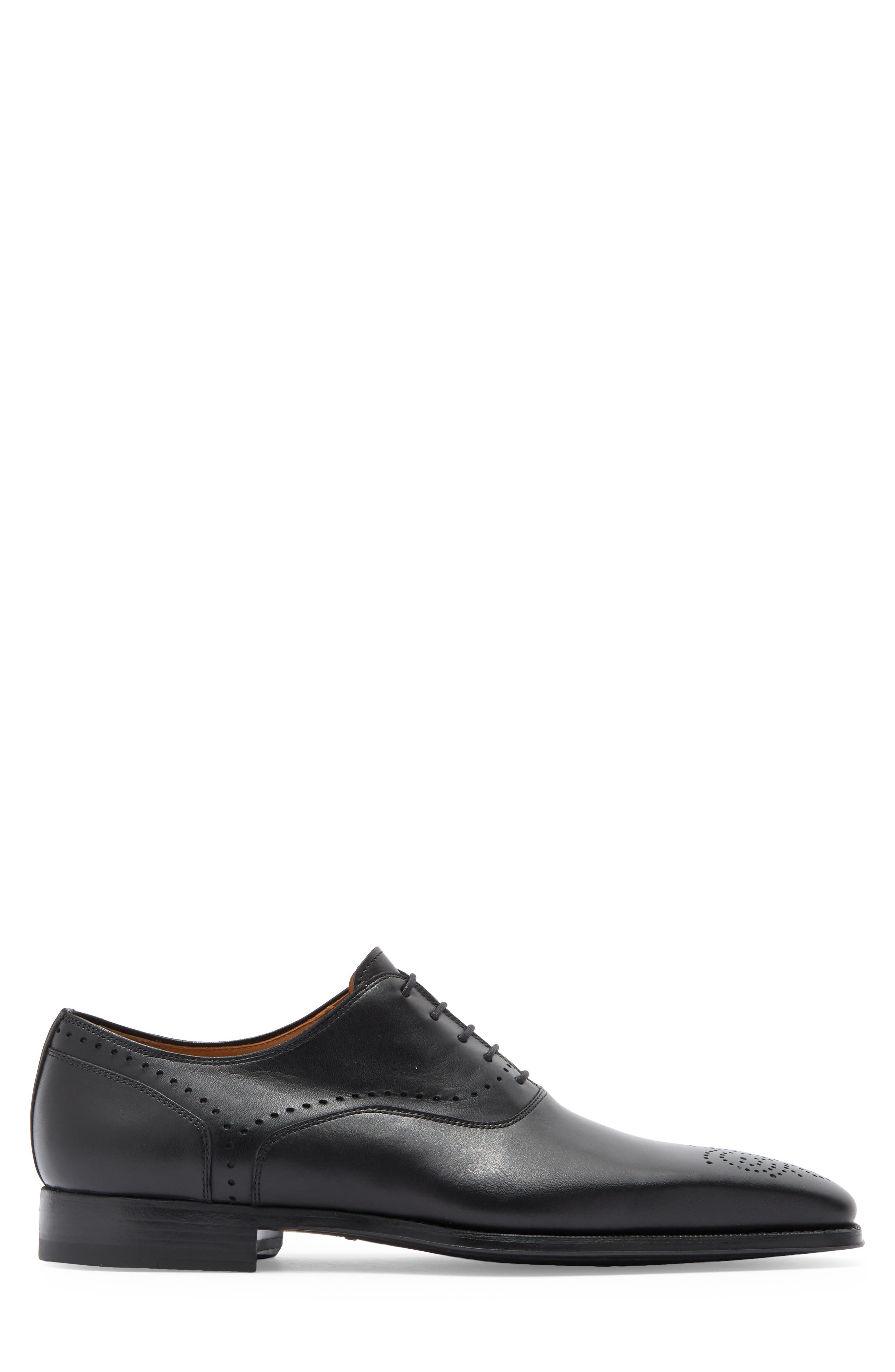 Magnanni Henio Perforated Oxford, Alternate, color, Black