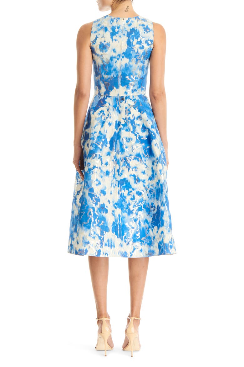 Metallic Jacquard Fit & Flare Dress, Alternate, color, FRIDA BLUE MULTI