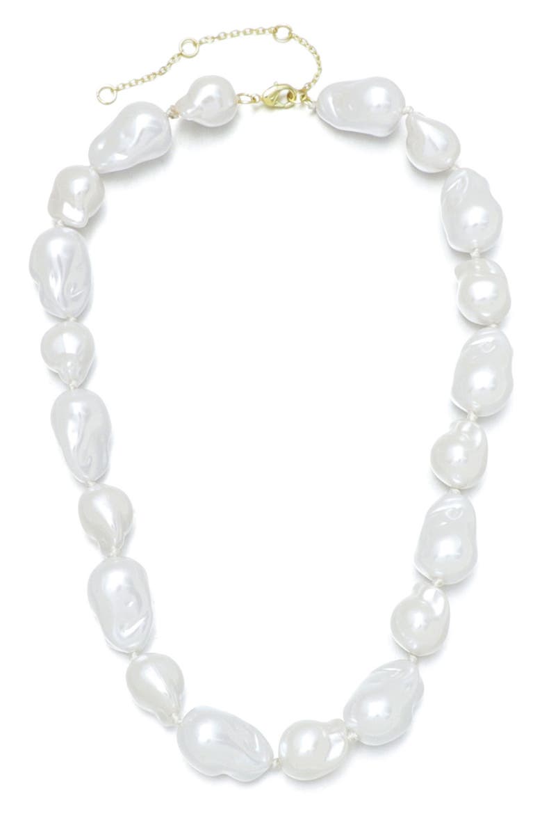 Chunky Faux Pearl Necklace, Main, color, WHITE