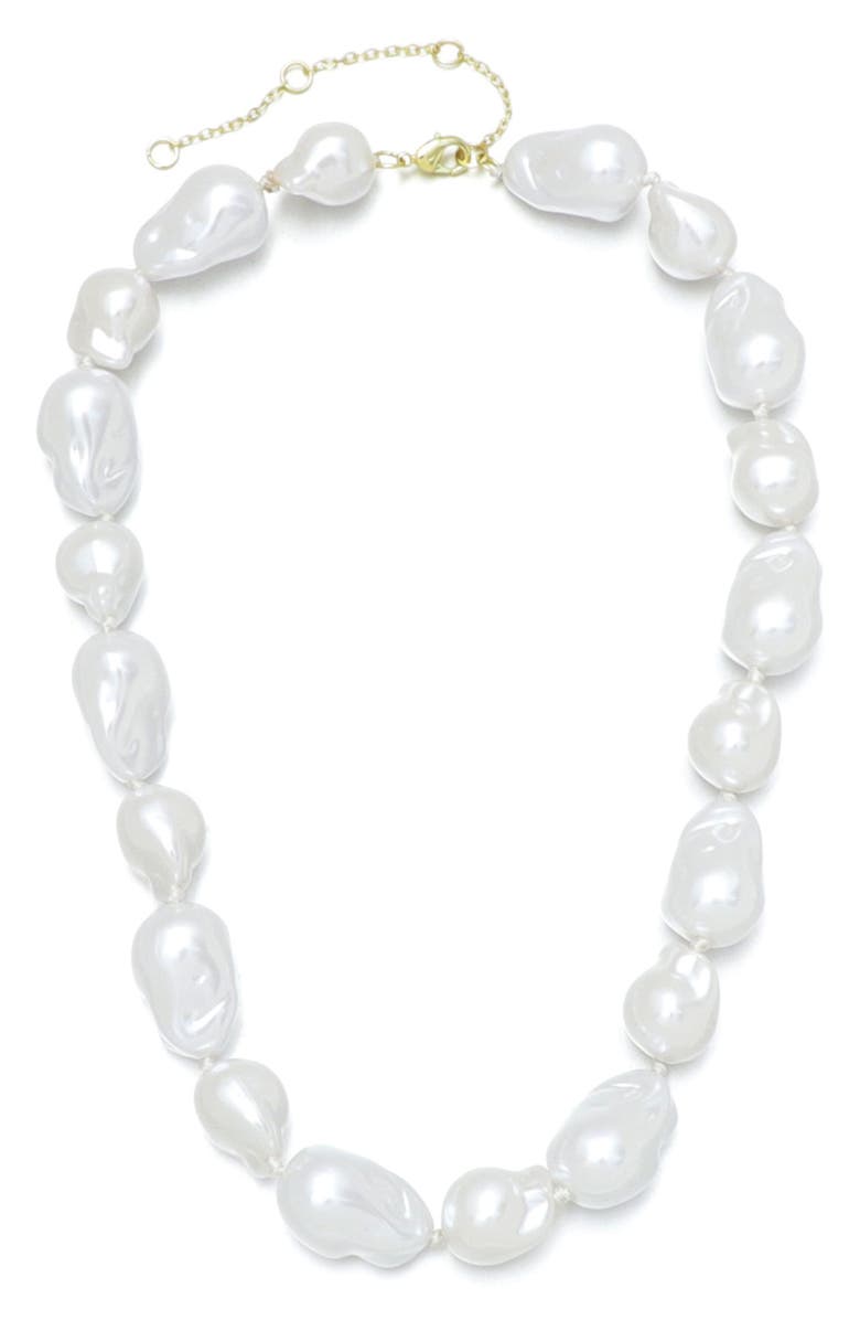 Adornia Chunky Faux Pearl Necklace, Main, color, White