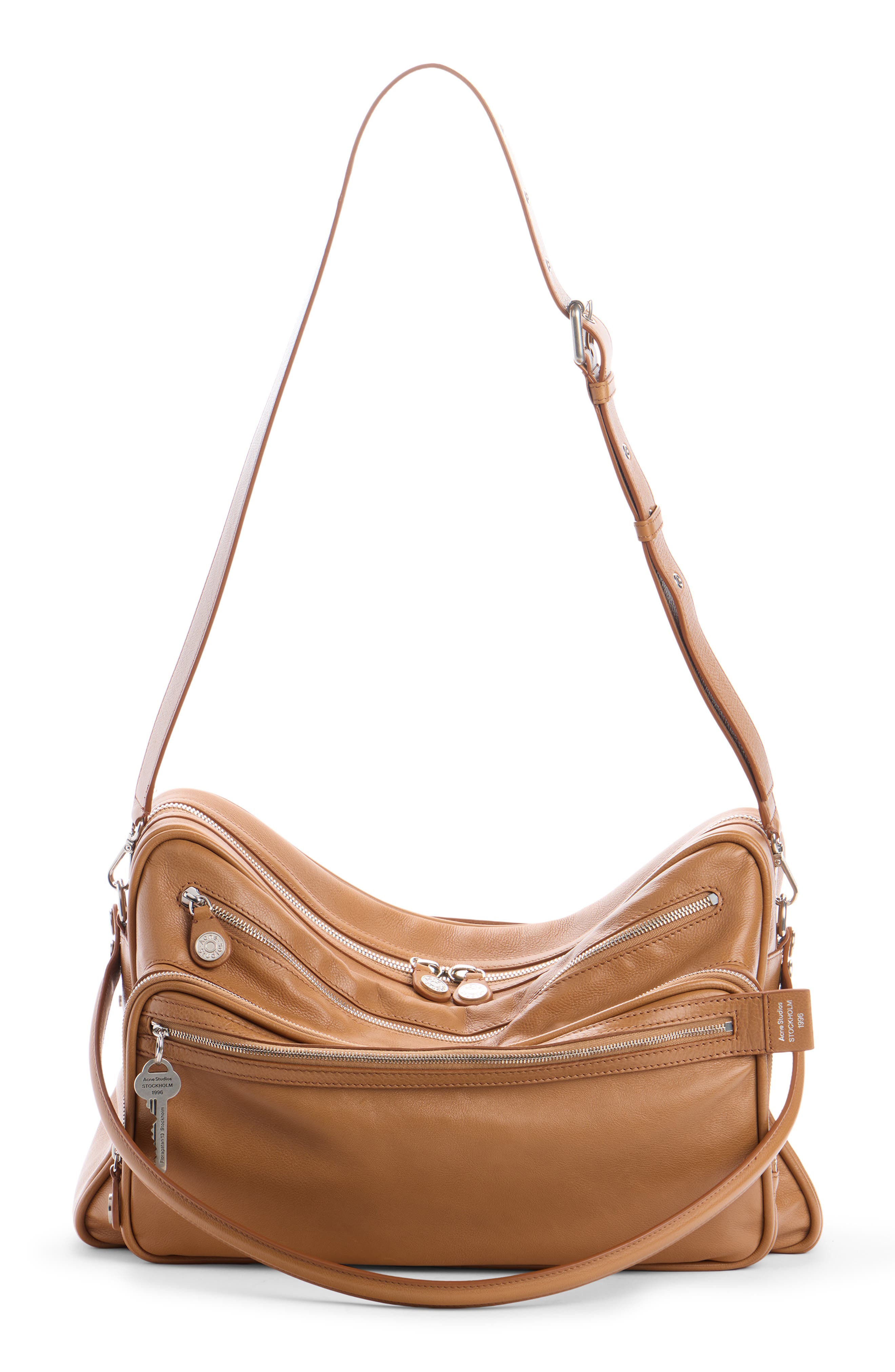 Camero Camera Leather Shoulder Bag, Alternate, color, CARAMEL BROWN