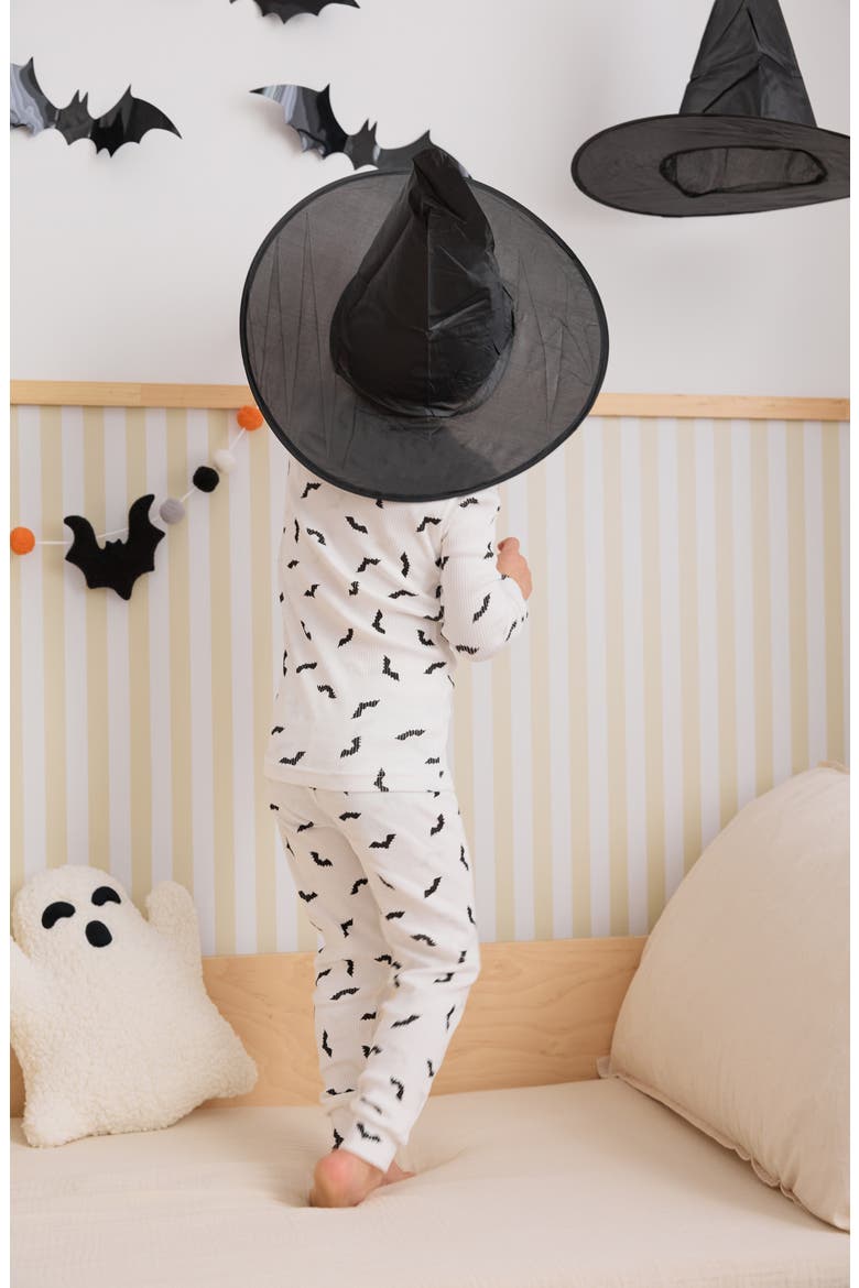 Kids' Cotton Rib Pajamas, Alternate, color, OFF WHITE