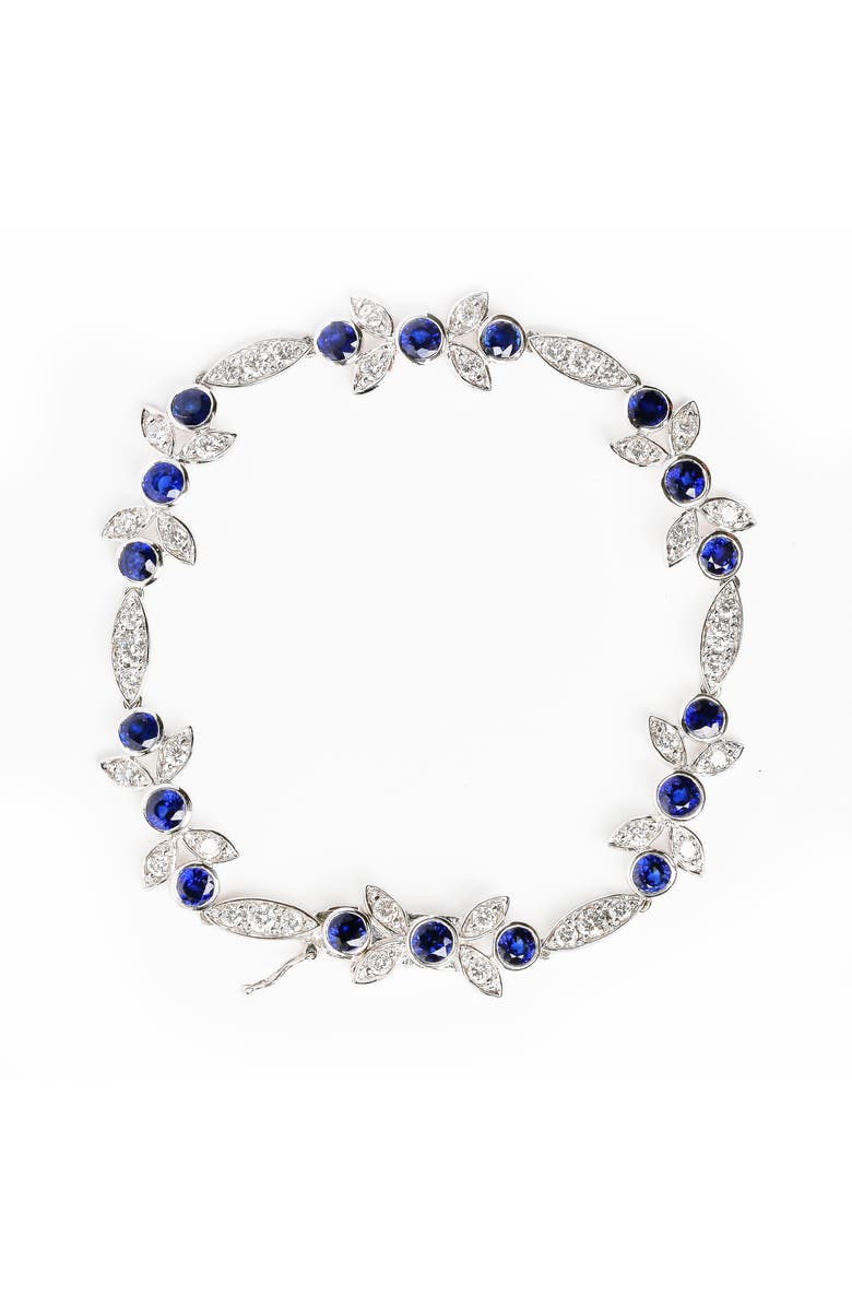 Haus of Brilliance 18K Gold 1 3/4 Cttw Diamond & Sapphire Floral Link Bracelet, Alternate, color, White