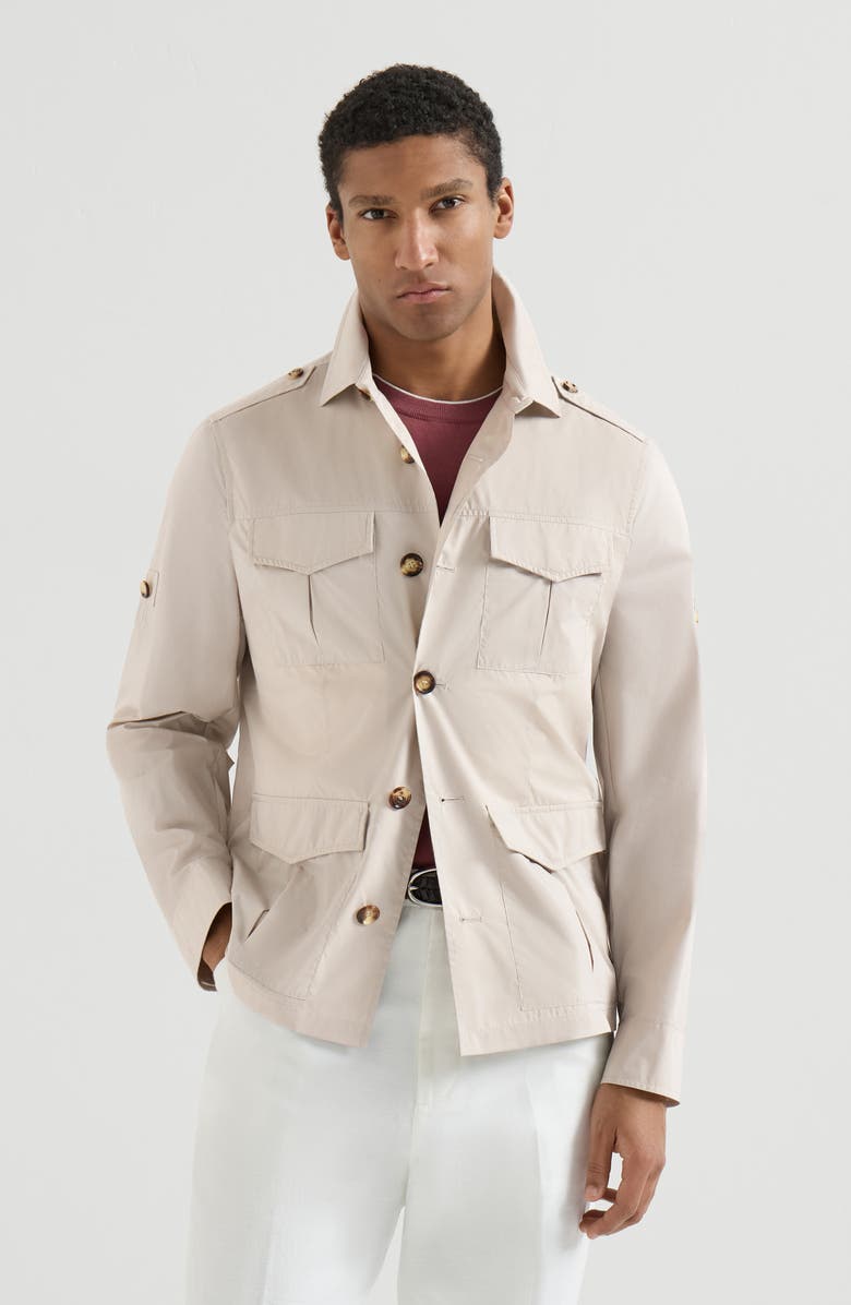 Brunello Cucinelli Water-resistant safari jacket, Main, color, Panama