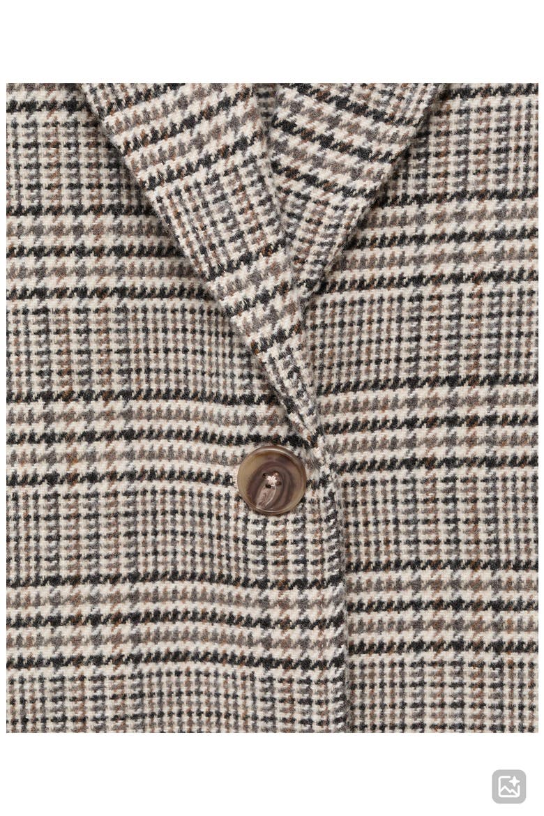 Check Longline Tweed Coat, Alternate, color, BEIGE