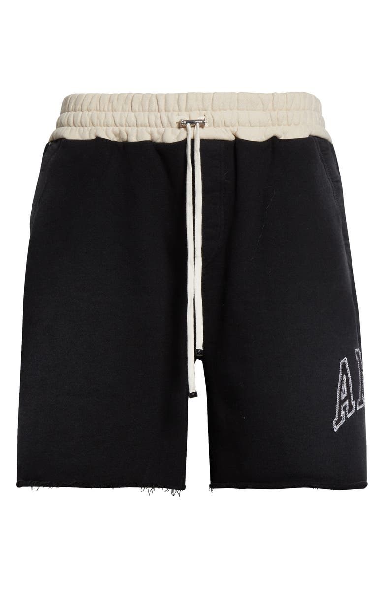 AMIRI Collegiate Cutoff Cotton Fleece Shorts, Alternate, color, Black
