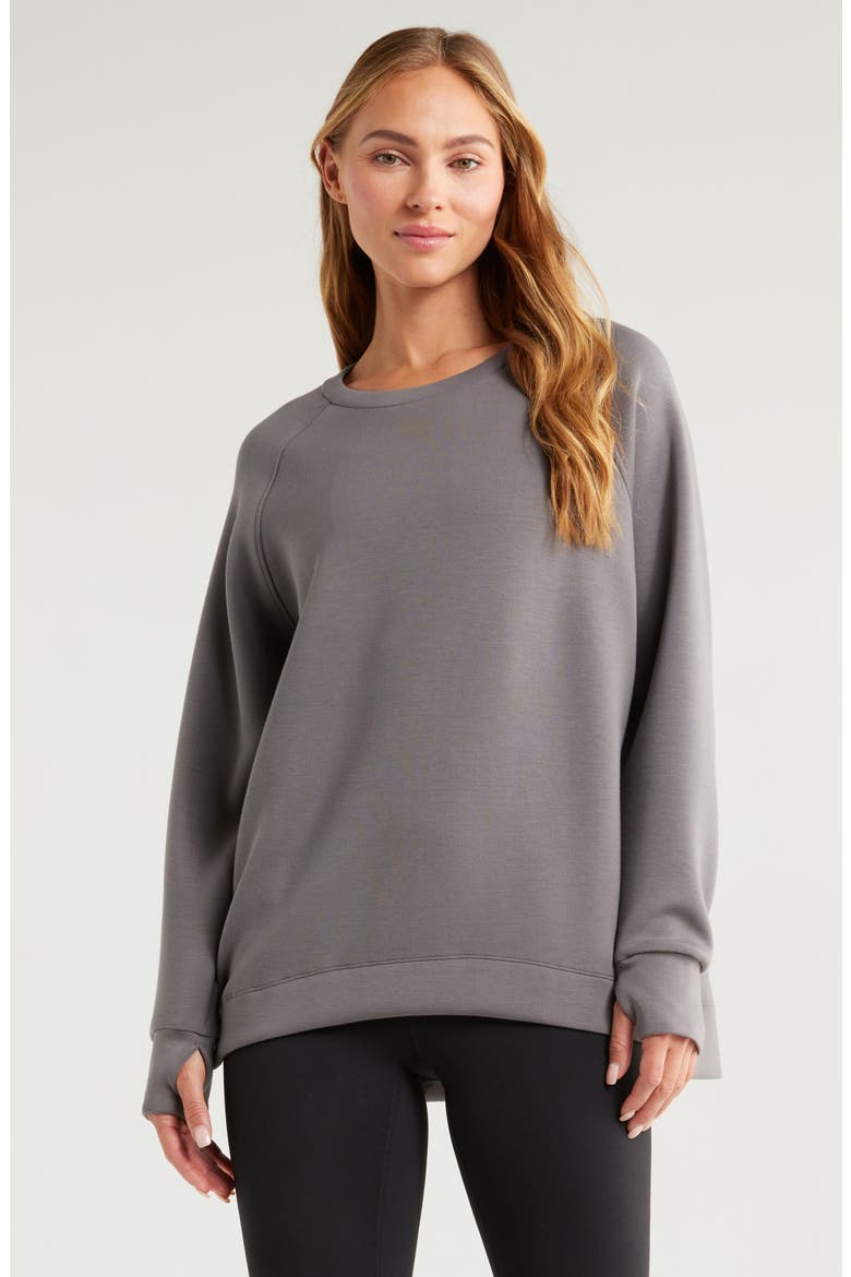 Soft Scuba Knit Oversize Crewneck Sweatshirt, Main, color, GREY KITTEN