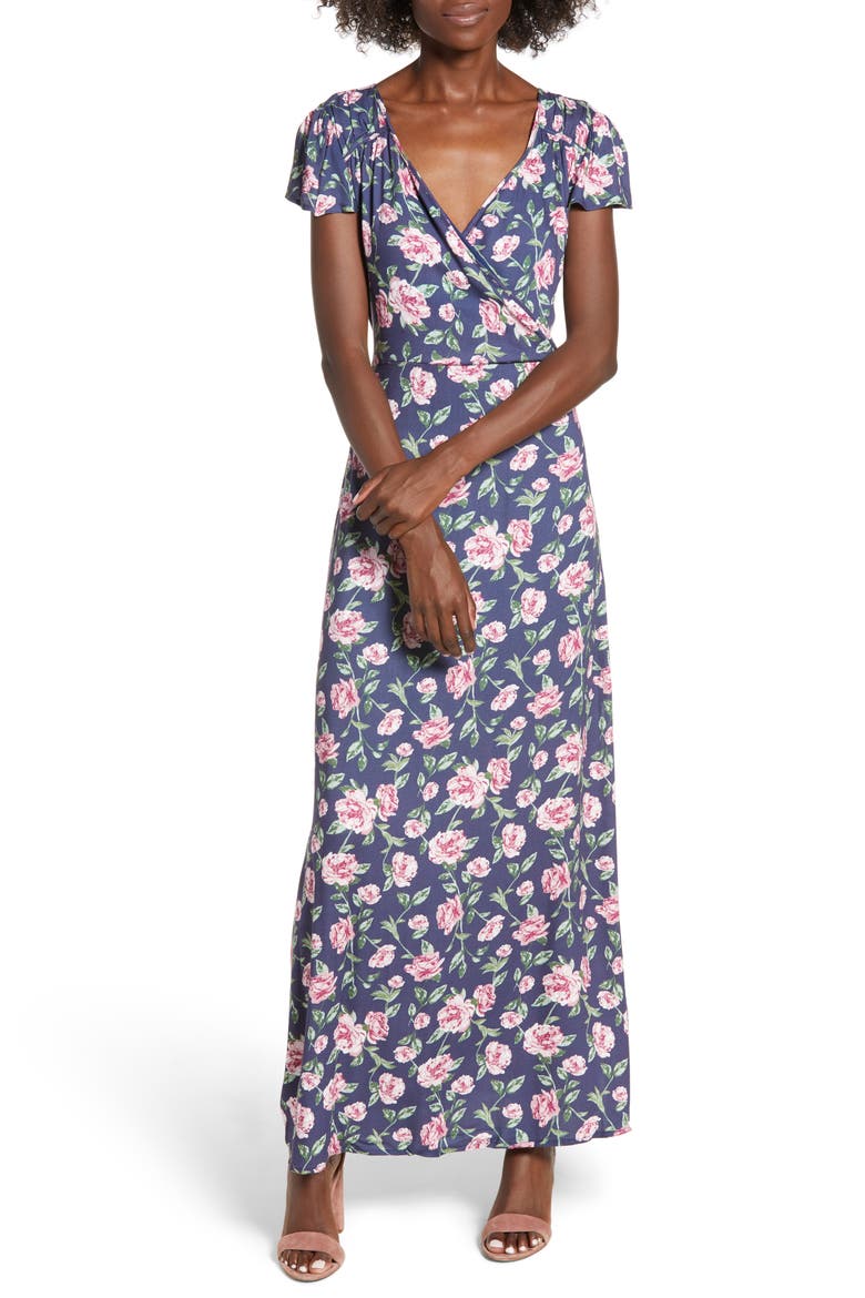 Floral Maxi Dress, Main, color, NAVY FLORAL