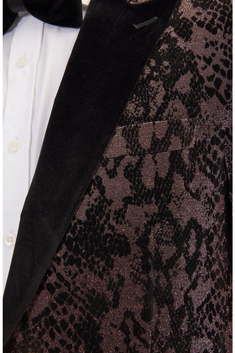Metallic Velvet Flocking Tuxedo Jacket, Alternate, color, COPPER