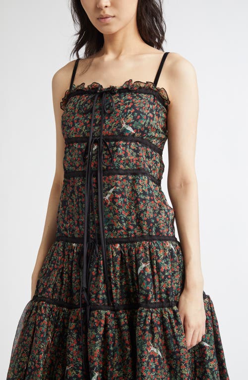 MERUERT TOLEGEN MERUERT TOLEGEN FLORAL TIERED CHIFFON MIDI DRESS