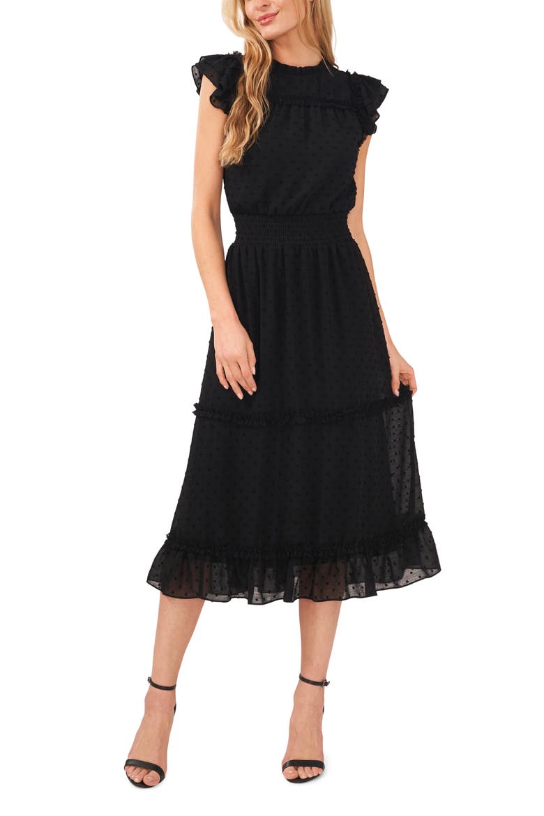 Clip Dot Flutter Sleeve Midi Dress video