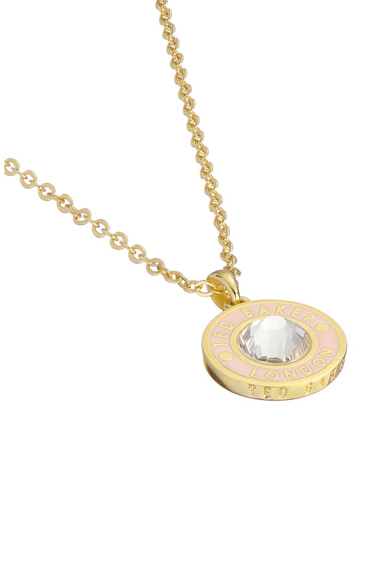 Cherlie Crystal Button Pendant Necklace, Alternate, color, GOLD / LIGHT PINK