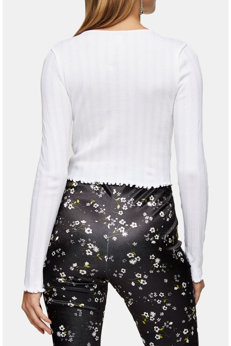 Long Sleeve Henley Crop Top, Alternate, color, WHITE