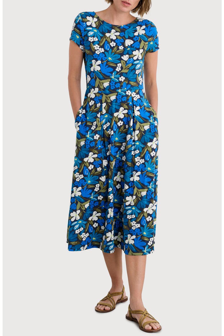 Wild Bouquet Cotton Jersey Midi Dress, Main, color, CRAYON FLORAL WATERWAY