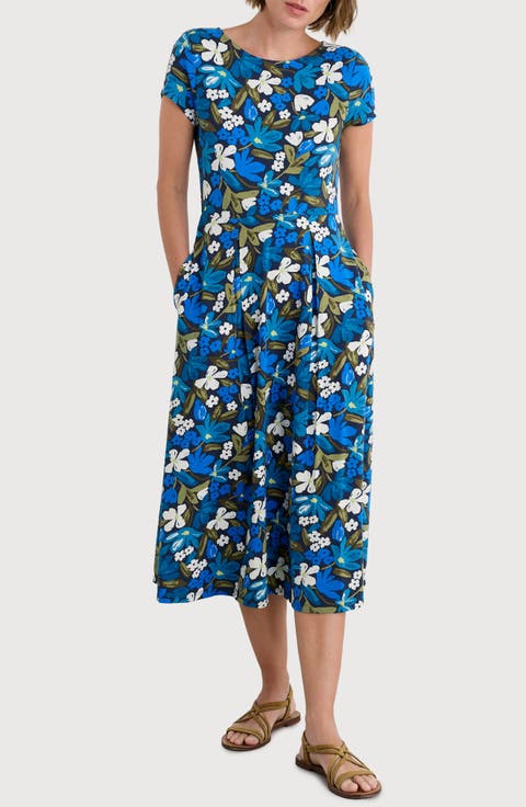 Wild Bouquet Cotton Jersey Midi Dress