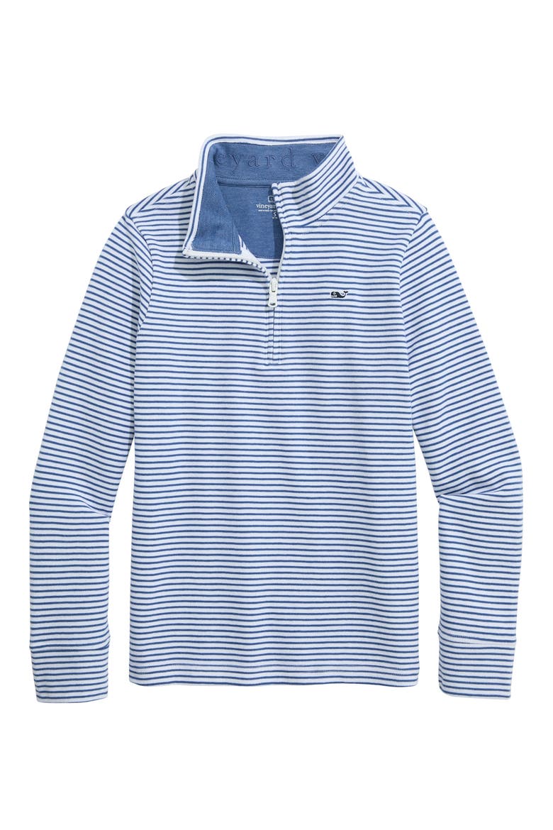 Kids' Saltwater Stripe Quarter Zip Sweatshirt, Main, color, WHITE BRADLEY STRIPE