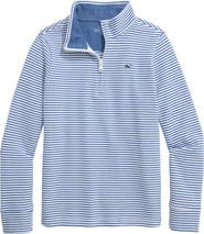 vineyard vines Kids' Saltwater Stripe Quarter Zip Sweatshirt