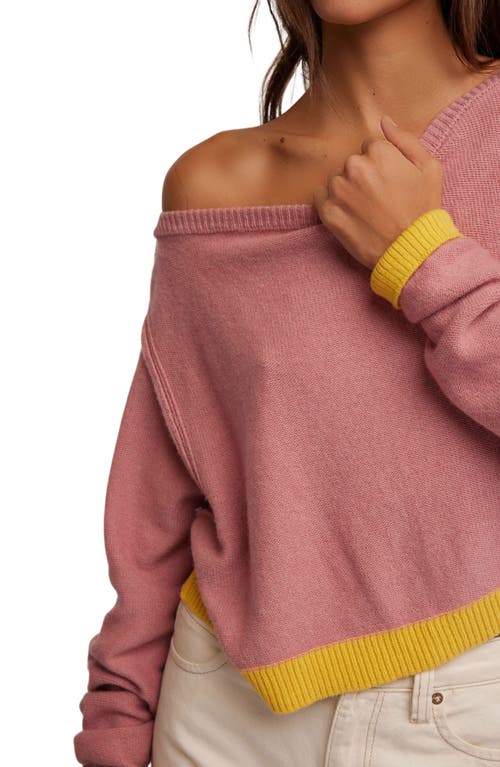 Shop Free People Into The Blue Stripe Crop Sweater In Rose Blush Combo