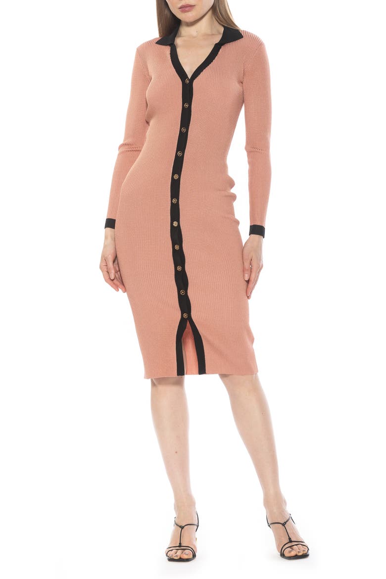 Cordelia Knit Long Sleeve Shirtdress, Main, color, CAMEL