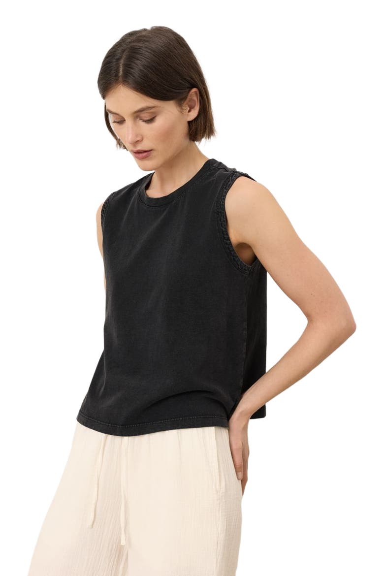 Organic Cotton Vintage Jersey Relaxed Tank, Alternate, color, Washed Black