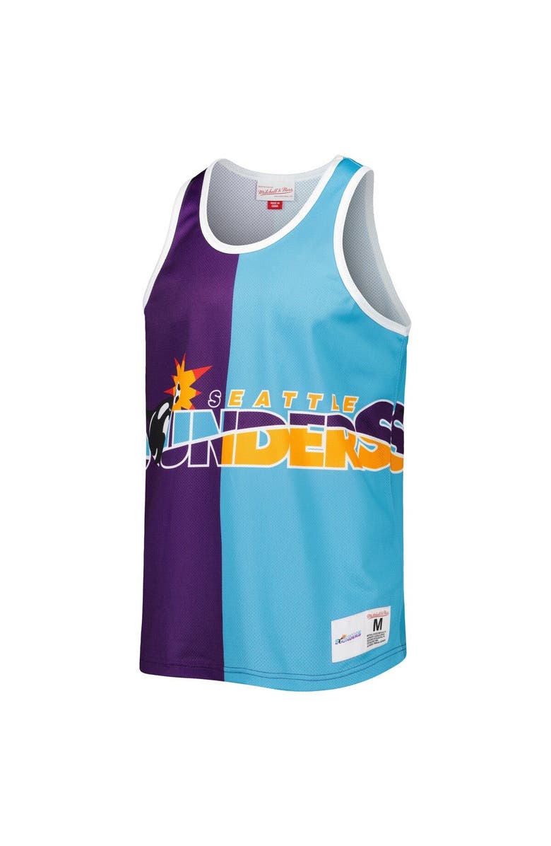 Mitchell & Ness Men's Mitchell & Ness Purple/Blue Seattle Sounders FC Sublimated Split Logo Tank Top, Alternate, color, Purple