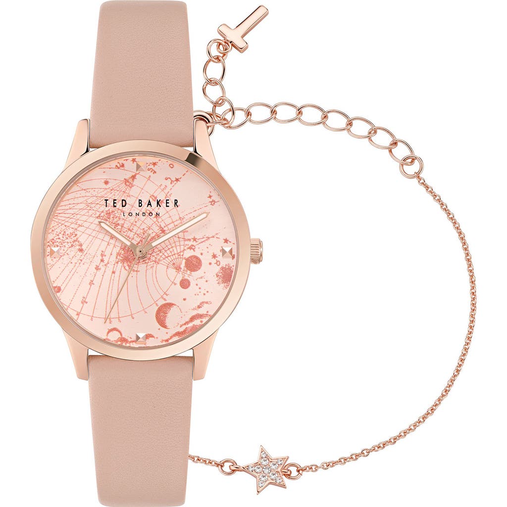 Ted Baker Fitzrovia Leather Strap Watch & Bracelet Set, 34mm In Pink