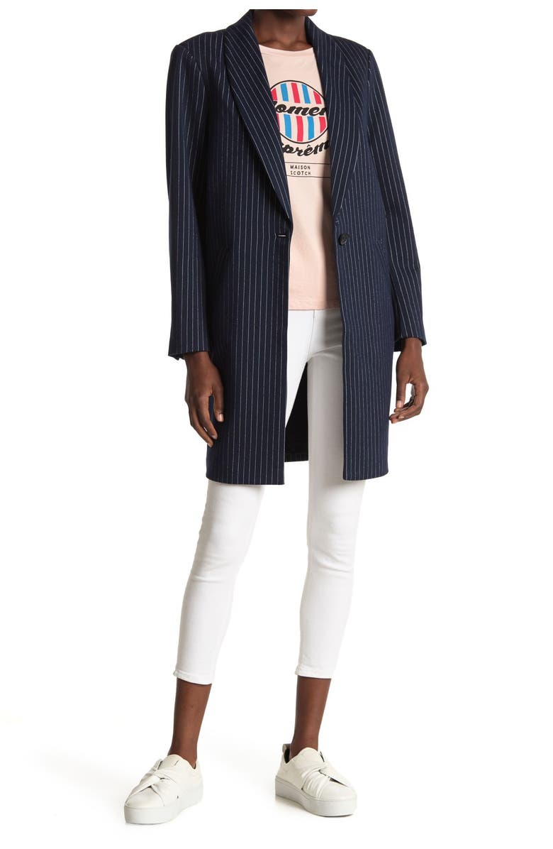 Scotch & Soda Tailored Stripe Jersey Coat, Main, color,