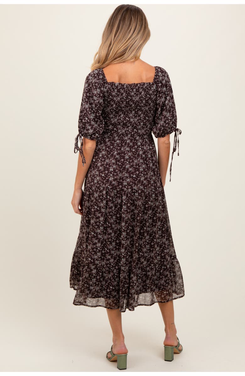 PinkBlush Floral Smocked Sleeve Tie Midi Dress, Alternate, color, 