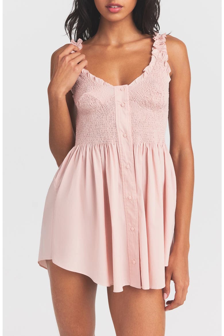 Poplin Apparel Smocked MInidress, Main, color, DUSTY PINK