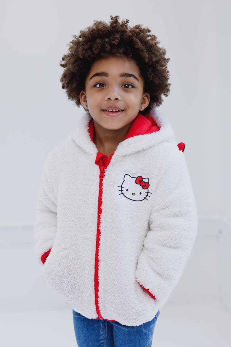Hooded Fleece Jacket (toddler, Little Kid & Big Kid), Alternate, color, Hello Kitty White Red