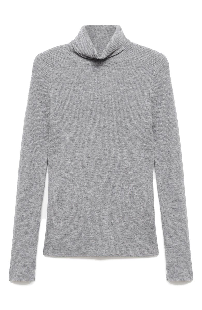 MANGO Turtleneck Wool Sweater, Alternate, color, Light Heather Grey